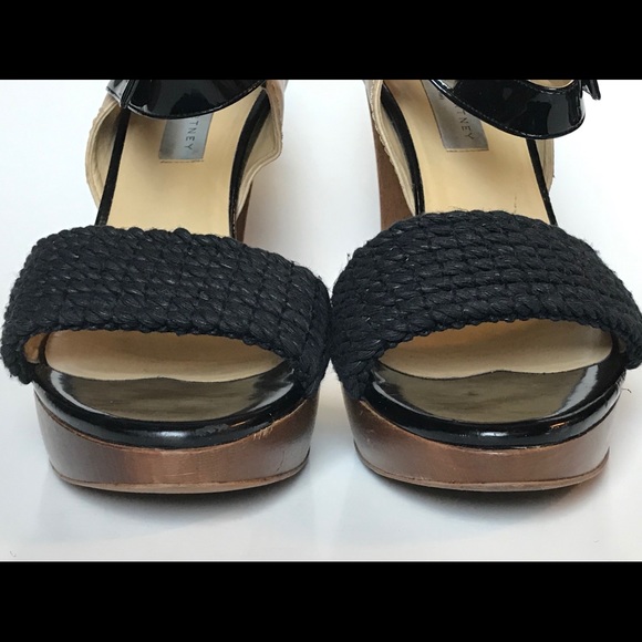 STELLA McCARTNEY Raffia Wood Platform Heels 10 - Picture 2 of 8